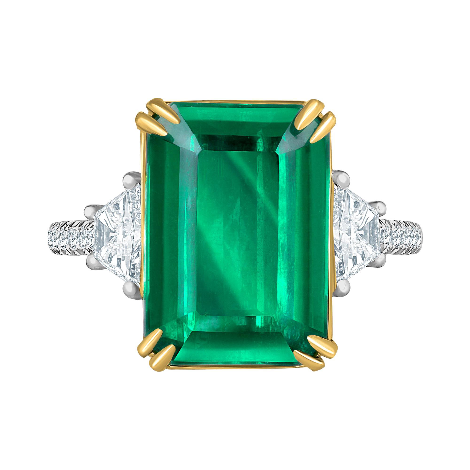 Emilio Jewelry 9.70 Carat Certified Emerald Diamond Ring