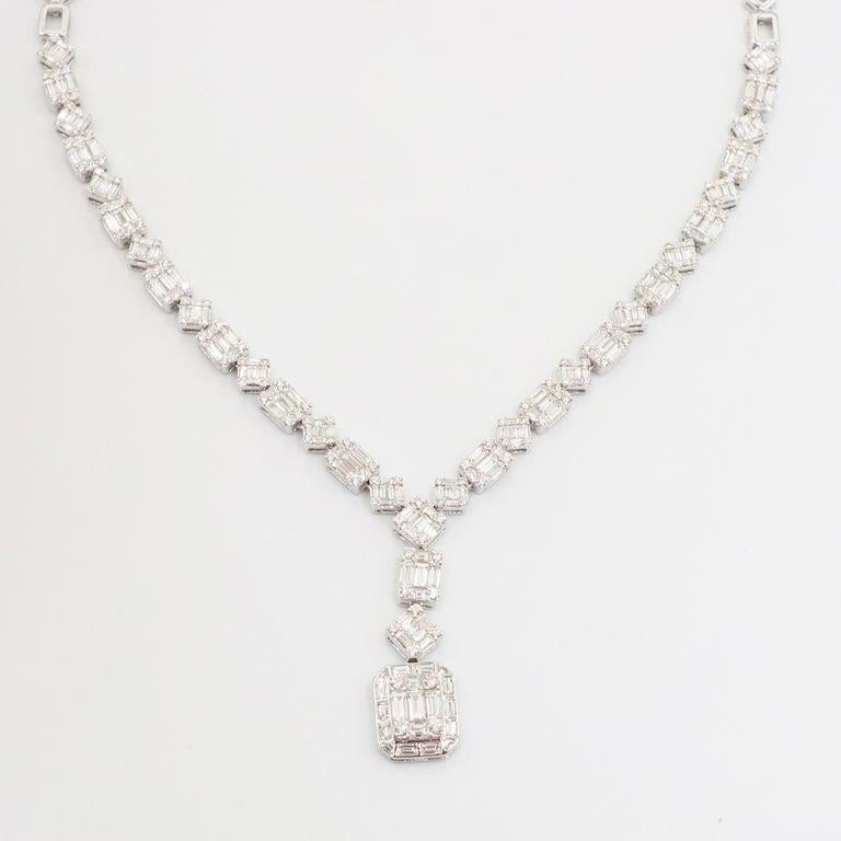 Emilio Jewelry 9.80 Carat Illusion Diamond Necklace  For Sale 3
