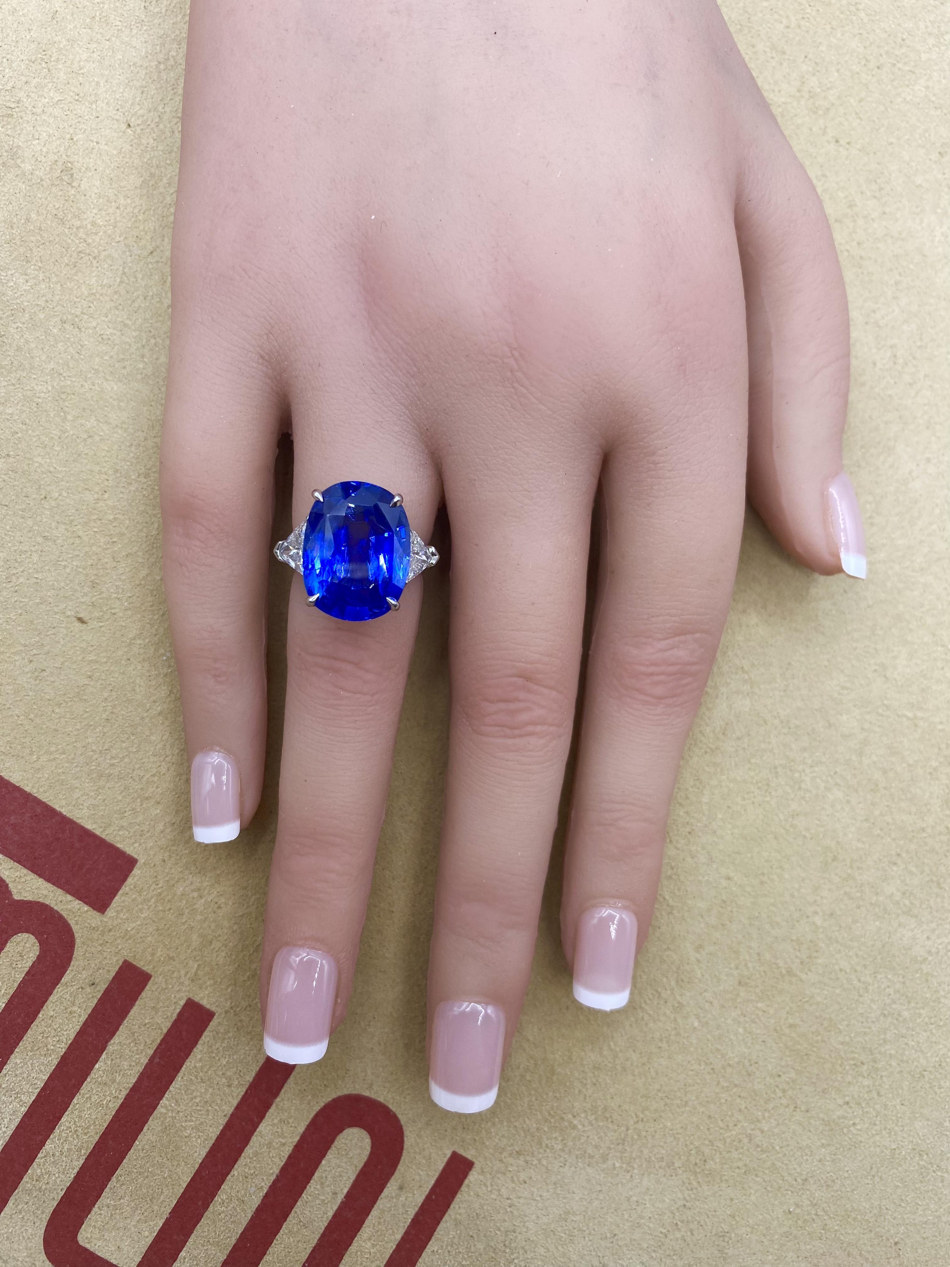 Emilio Jewelry AGL Certified 15.00 Carat No Heat Sapphire Ring For Sale 1