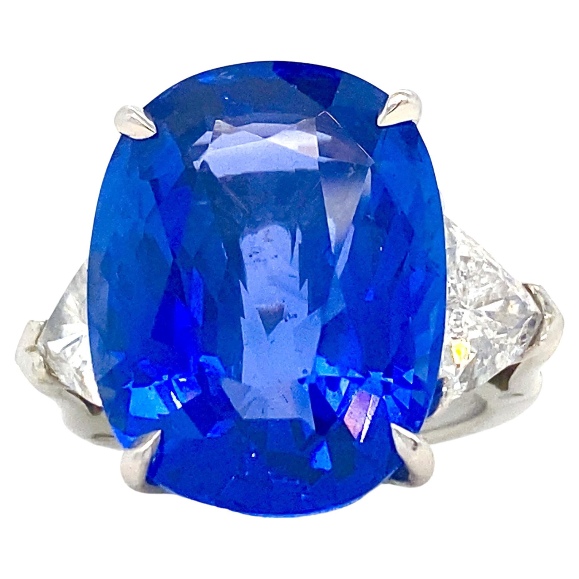 Emilio Jewelry AGL Certified 15.00 Carat No Heat Sapphire Ring For Sale