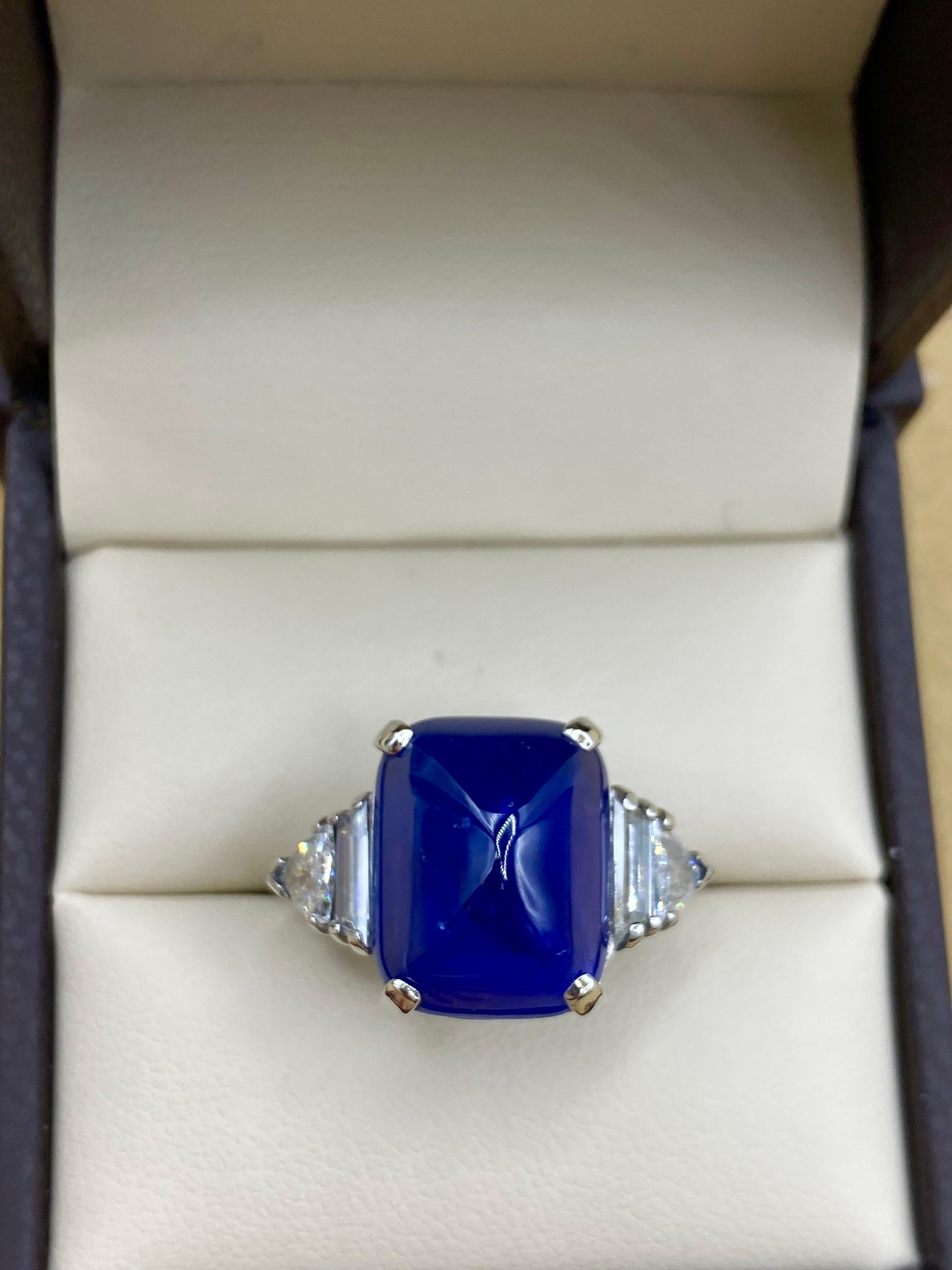 Women's or Men's Emilio Jewelry AGL Certified 16.71 Carat Burma No Heat Sugar Loaf Sapphire Ring For Sale