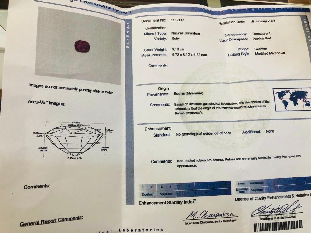 Emilio Jewelry AGL Certified 4.00 Carat Burma No Heat Ruby Diamond Ring 4