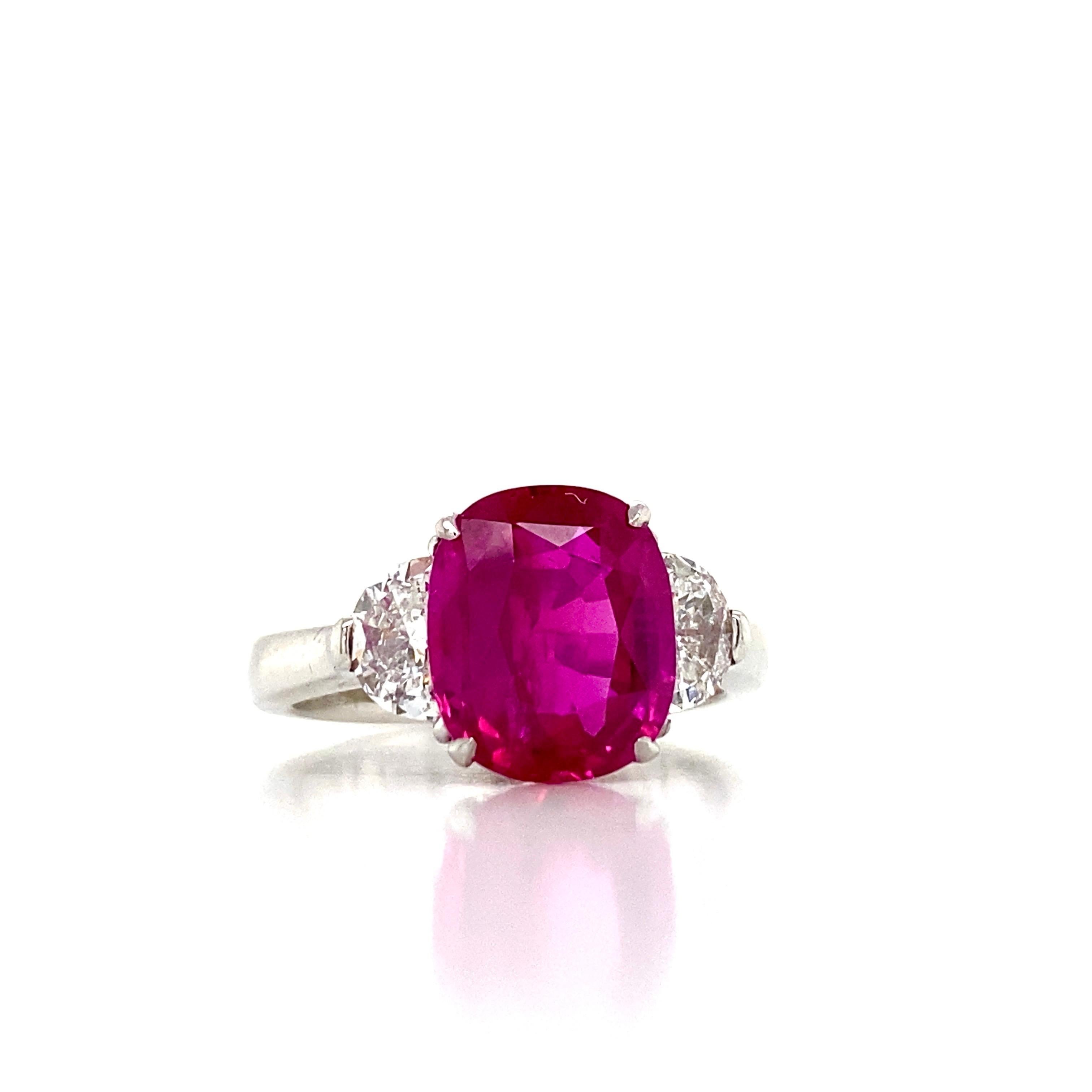 Emilio Jewelry AGL Certified 4.00 Carat Burma No Heat Ruby Diamond Ring In New Condition In New York, NY