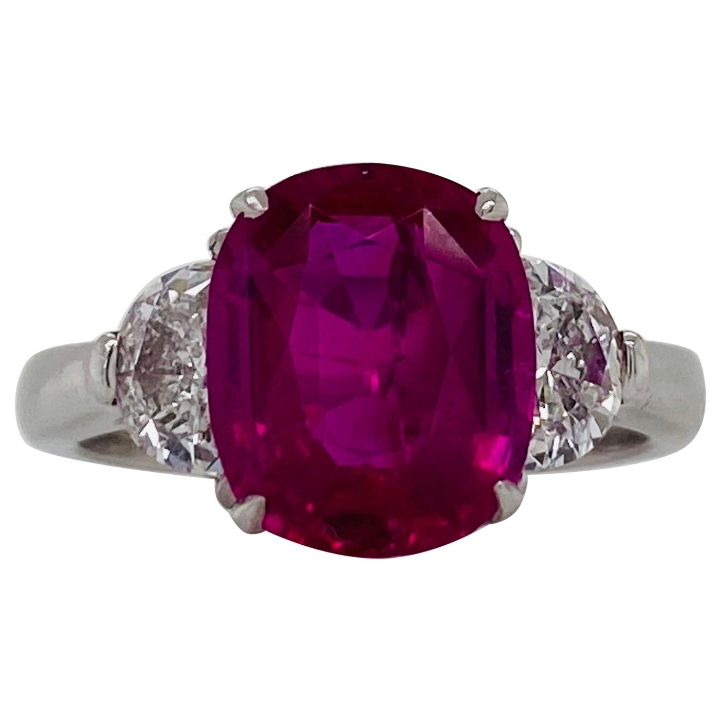 Emilio Jewelry AGL zertifizierter 4,00 Karat Burma unerhitzter Rubin Diamantring