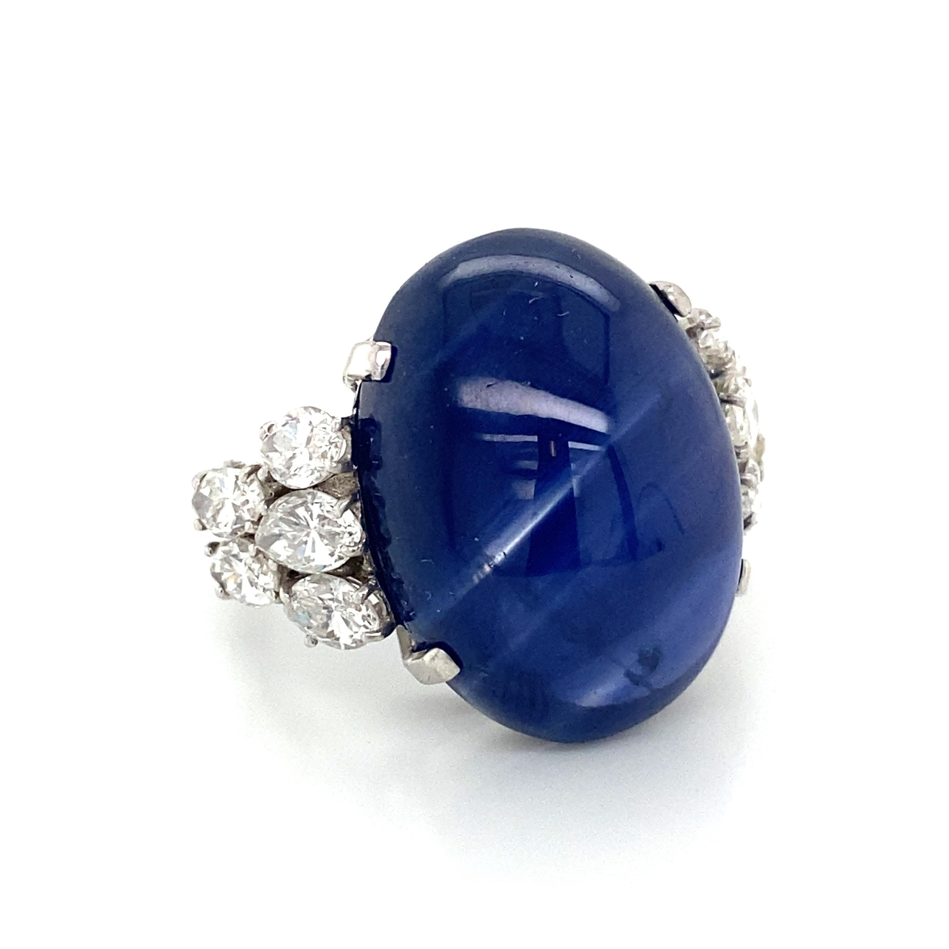 Emilio Jewelry AGL Certified 41.00 Carat Cabochon Cornflower Blue Sapphire Ring  For Sale 6