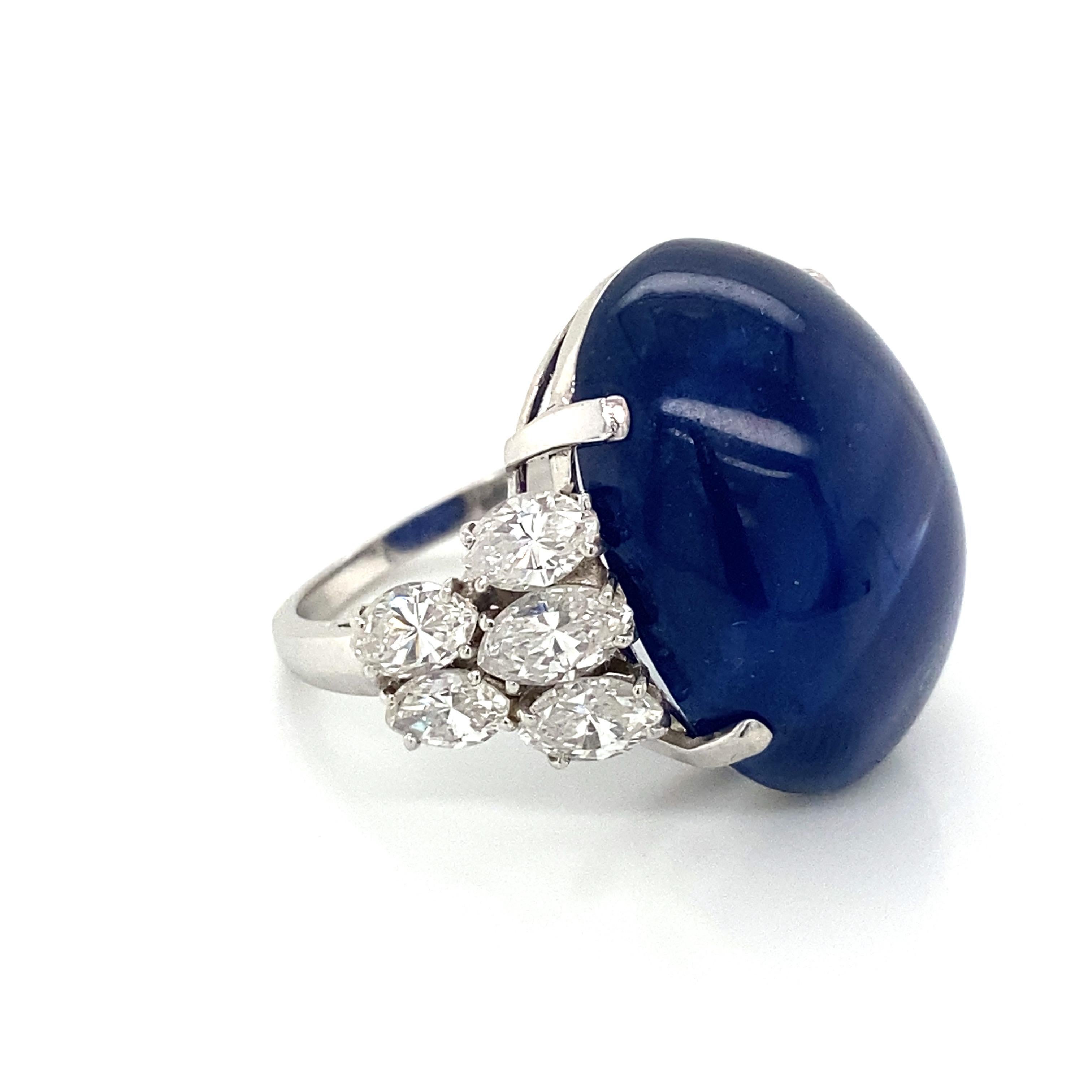 Emilio Jewelry AGL Certified 41.00 Carat Cabochon Cornflower Blue Sapphire Ring  For Sale 3