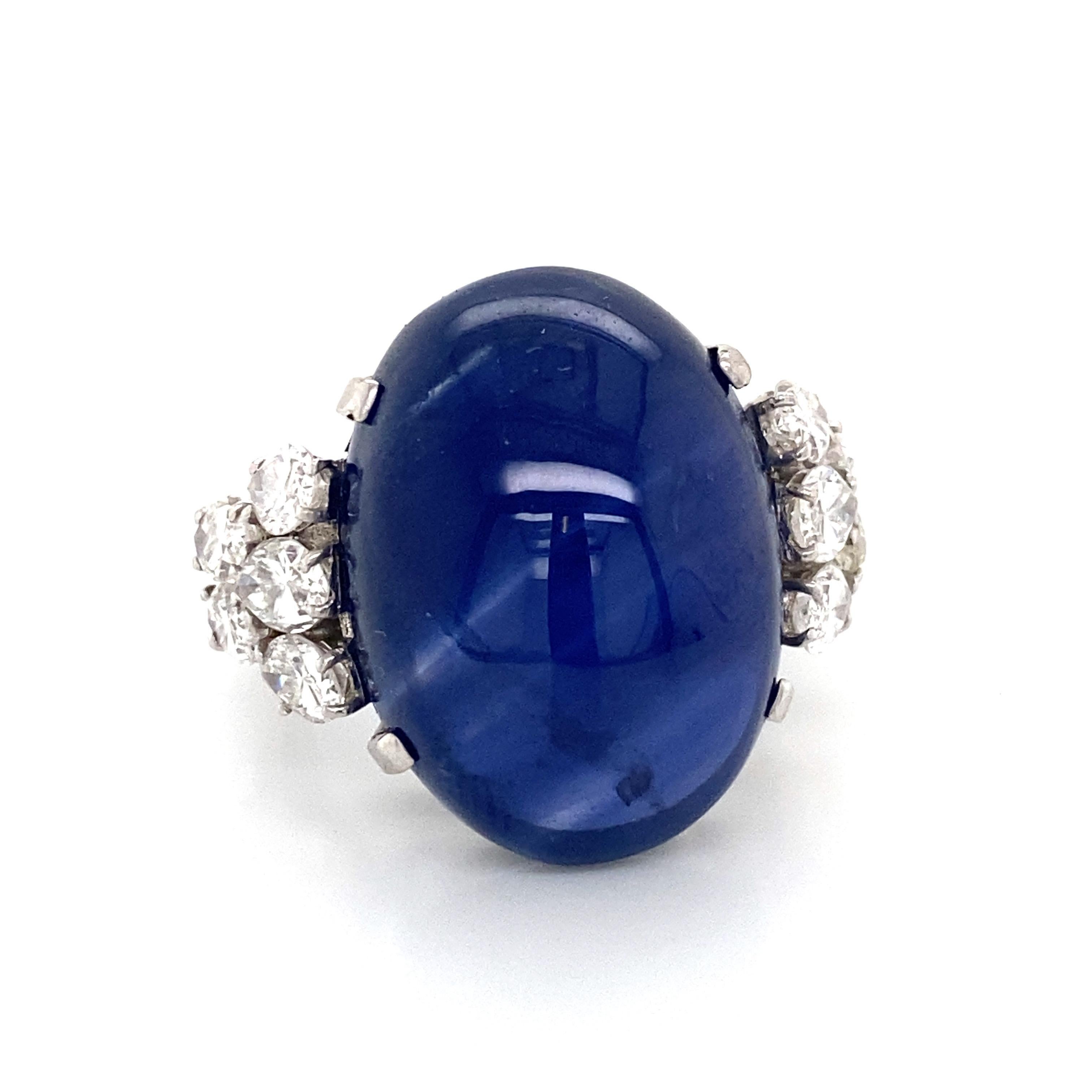 Emilio Jewelry AGL Certified 41.00 Carat Cabochon Cornflower Blue Sapphire Ring  For Sale 5