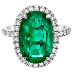 Emilio Jewelry AGL Certified 6.92 Carat Vivid Green Emerald Ring