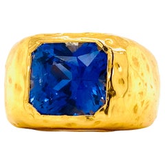 Emilio Jewelry AGL Certified 7.20 Carat Sapphire Ring Set in 22 Karat Gold