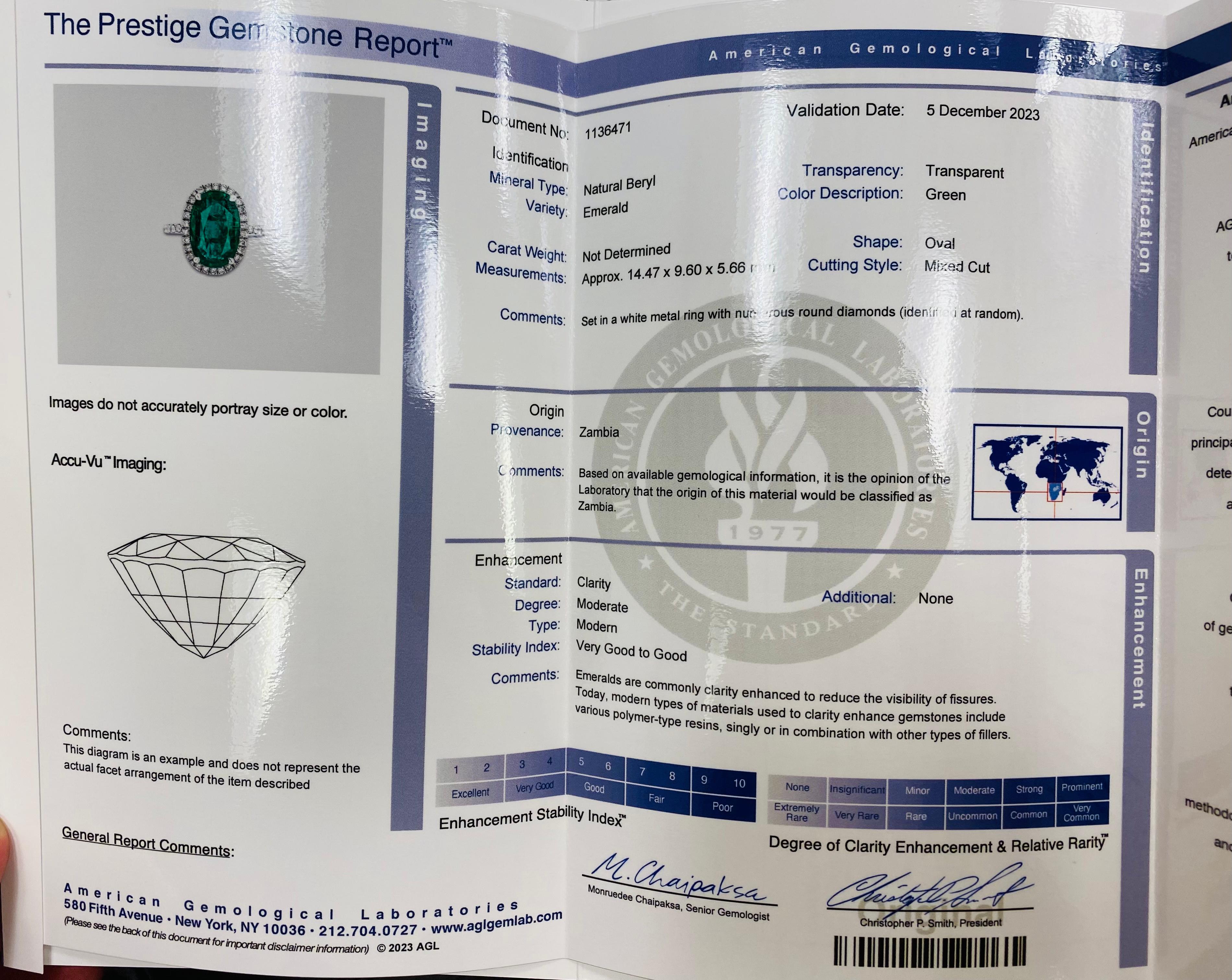 Emilio Jewelry AGL Certified Elongated 6.56 Carat Emerald Diamond Ring 5