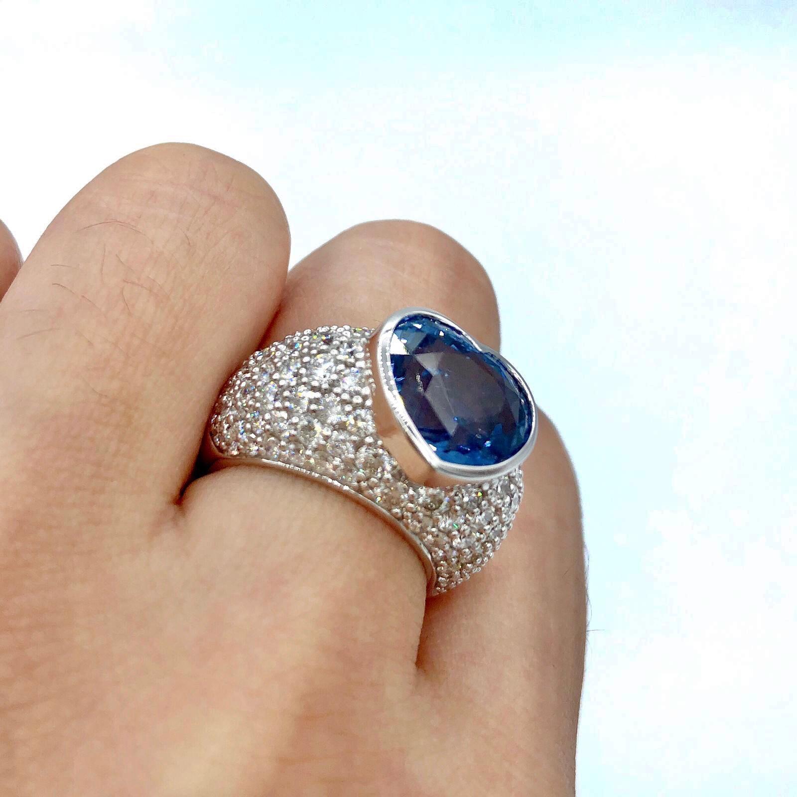Emilio Jewelry Approx 10.20 Carat Certified Ceylon Sapphire Diamond Ring 5