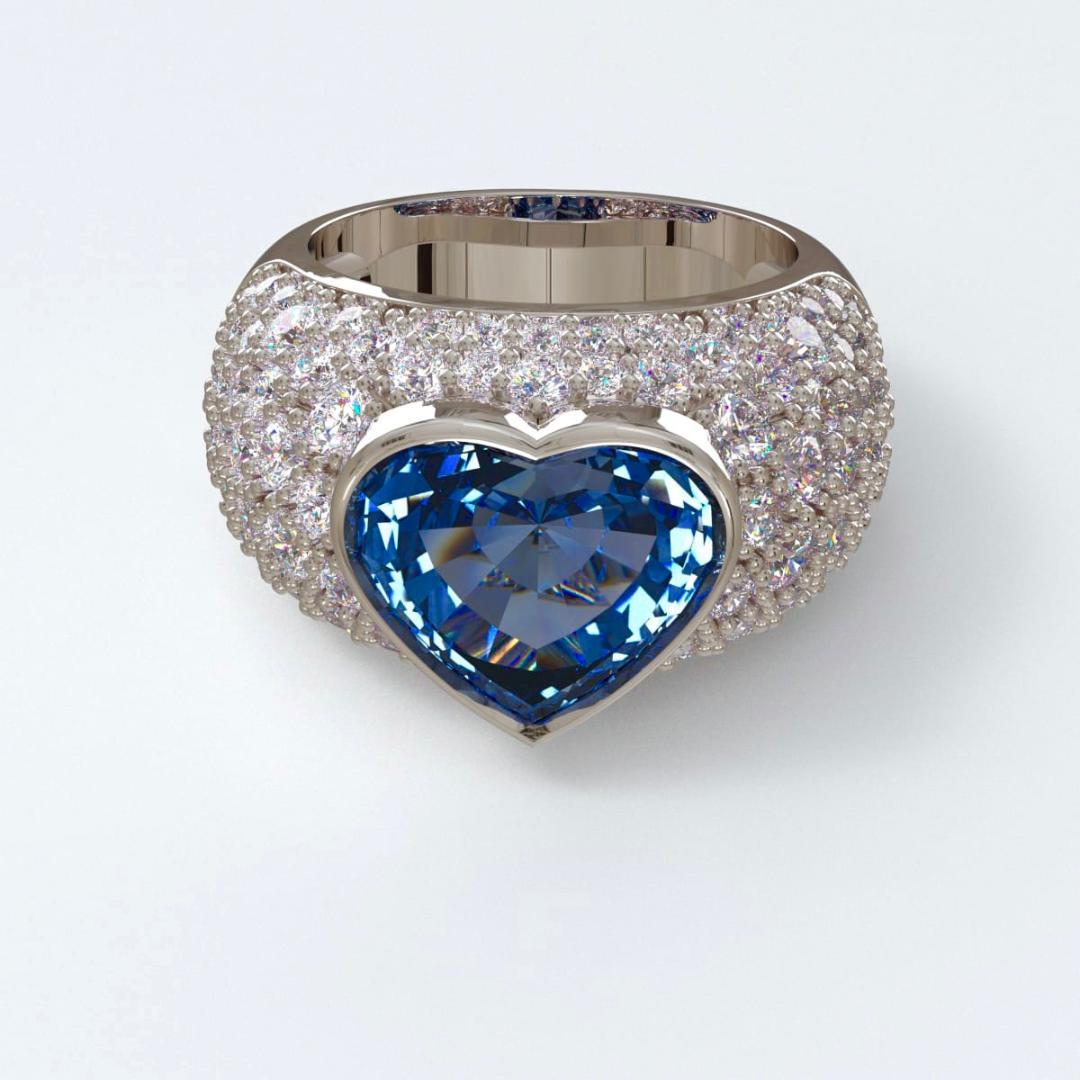 Women's Emilio Jewelry Approx 10.20 Carat Certified Ceylon Sapphire Diamond Ring