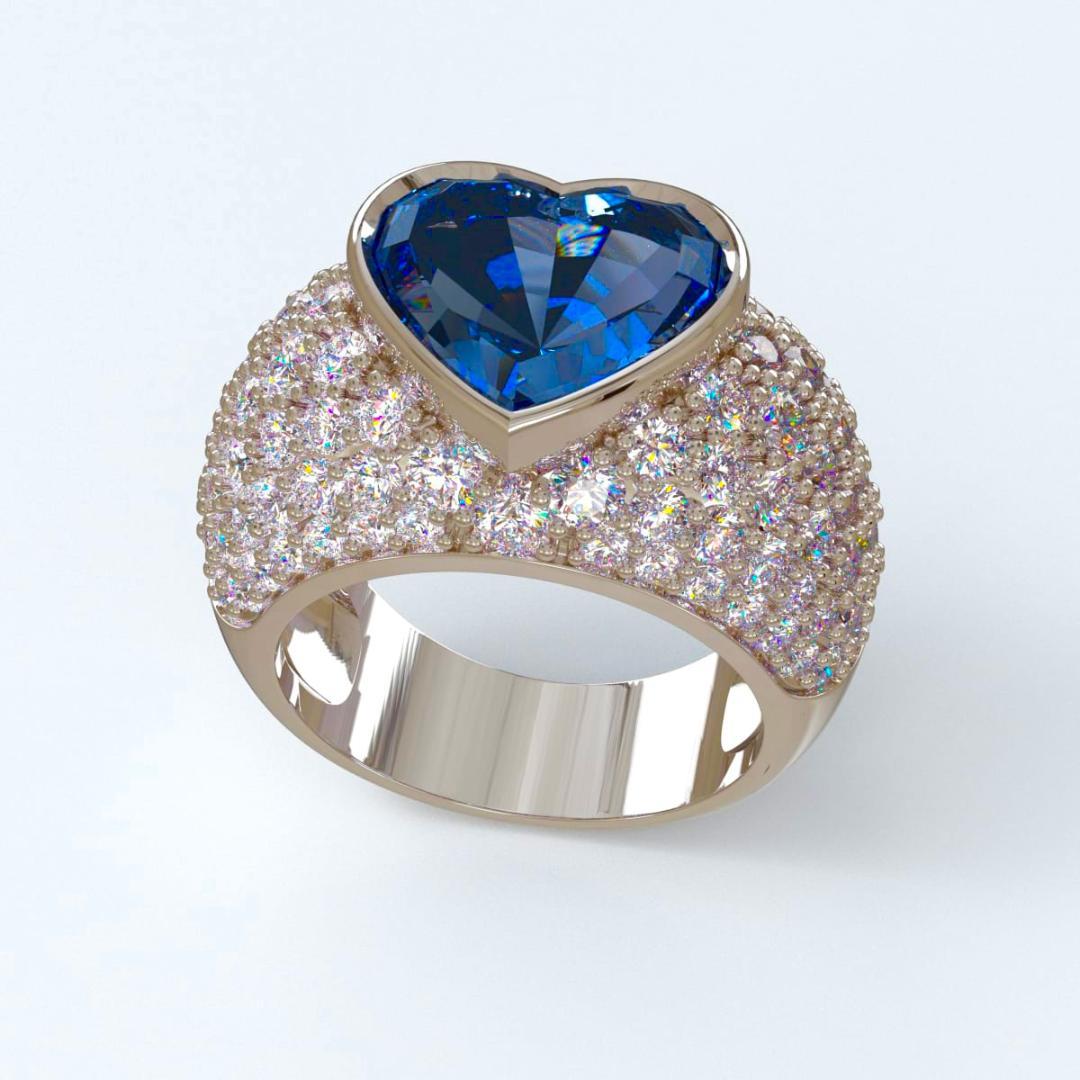 Women's Emilio Jewelry Approximate 10.20 Carat Certified Ceylon Sapphire Diamond Ring