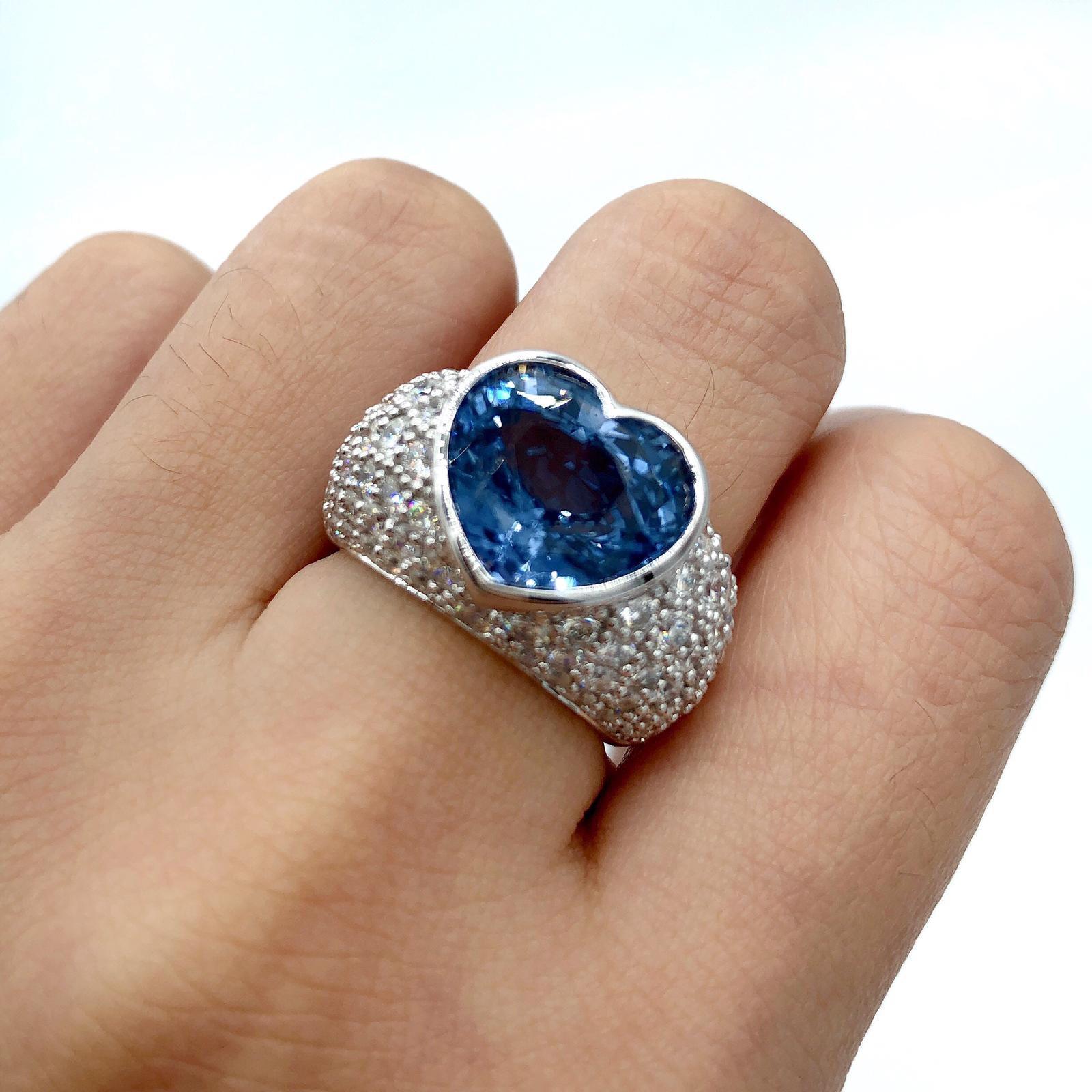Emilio Jewelry Approximate 10.20 Carat Certified Ceylon Sapphire Diamond Ring 2