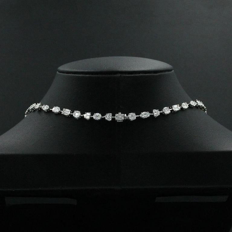 Mixed Cut Emilio Jewelry Blazing Diamond Necklace  For Sale