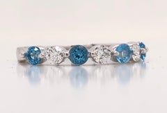 Emilio Jewelry Blue Topaz Diamond Band