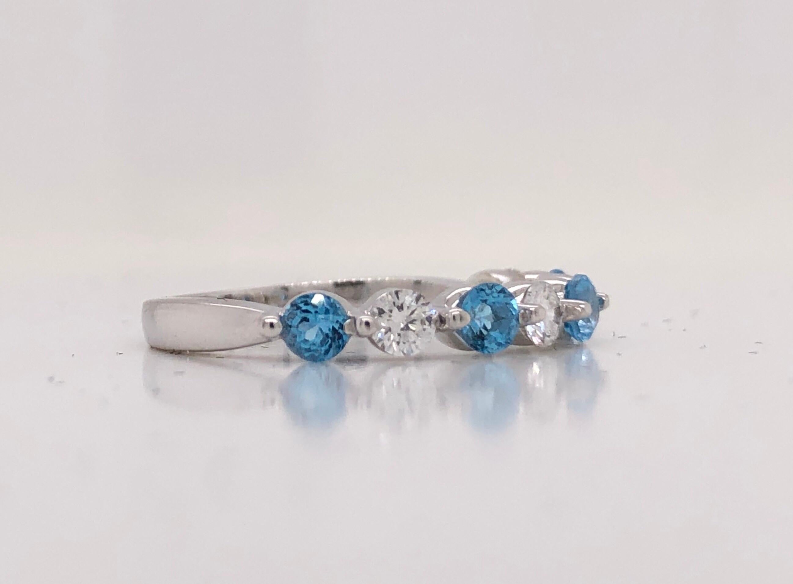 Emilio Jewelry Blue Topaz Diamond Band In New Condition For Sale In New York, NY