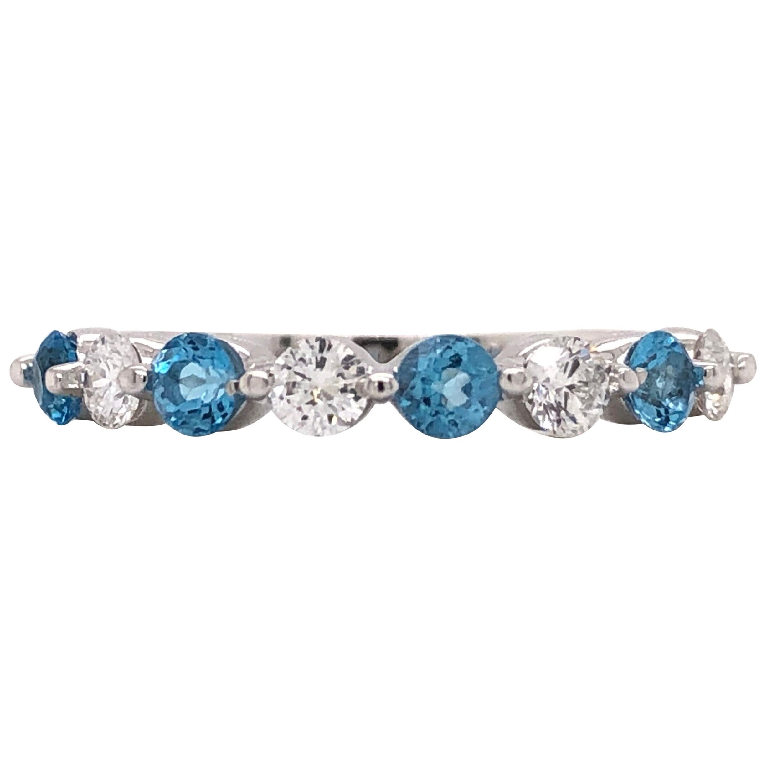 Emilio Jewelry Blue Topaz Diamond Band For Sale