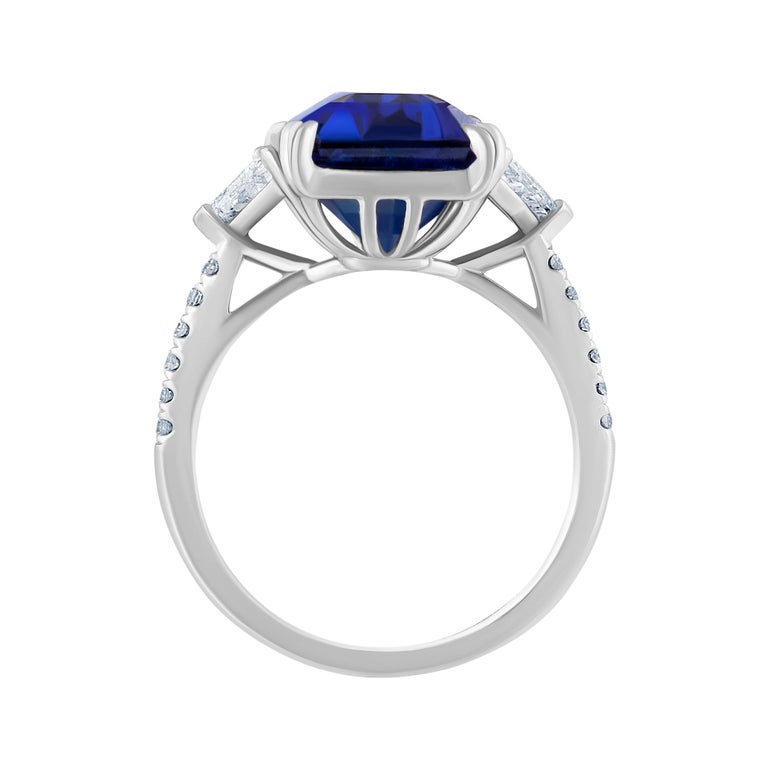 Emilio Jewelry Certified 10.35 Carat Emerald Cut Sapphire Diamond Ring ...