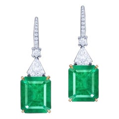 Emilio Jewelry, boucles d'oreilles en émeraude de Colombie certifiée 10,50 carats, sans huile et non améliorée