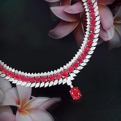 Emilio Jewelry Certified 110.00 Carat Burma No Heat Vivid Red Ruby Necklace