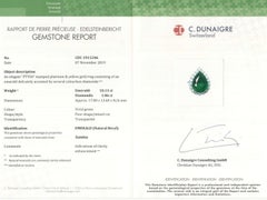 Emilio Jewelry Certified 11.99 Carat Pear Shape Emerald Diamond Ring