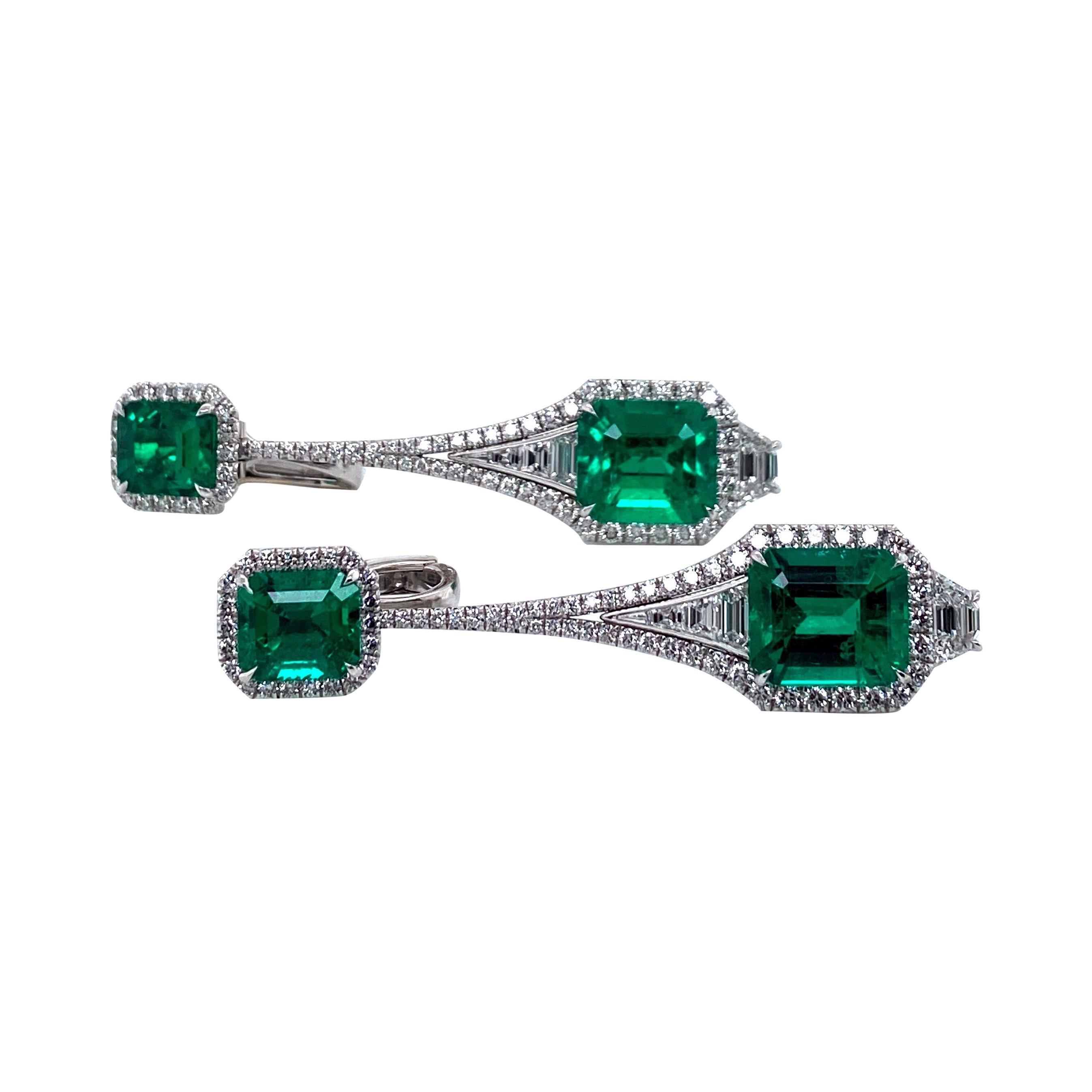 Emilio Jewelry, boucles d'oreilles Muzo vert vif colombien certifiées 12 carats, sans huile