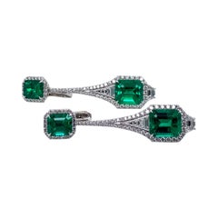 Emilio Jewelry Certified 12 Carat Colombian No Oil Muzo Vivid Green Earrings