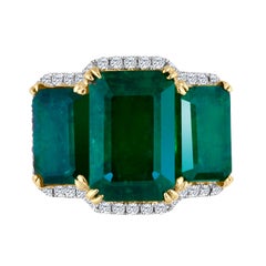 Emilio Jewelry Certified 13.29 Carat Genuine Emerald Diamond Platinum Ring