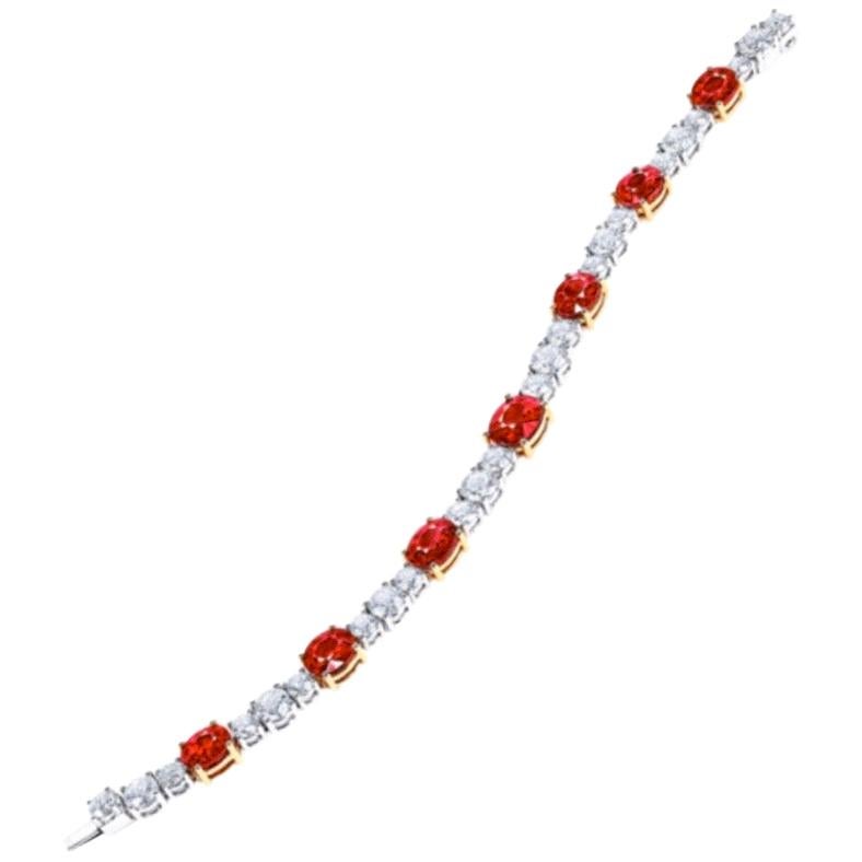 Emilio Jewelry Certified 14.30 Carat Natural No Heat Ruby Bracelet For Sale