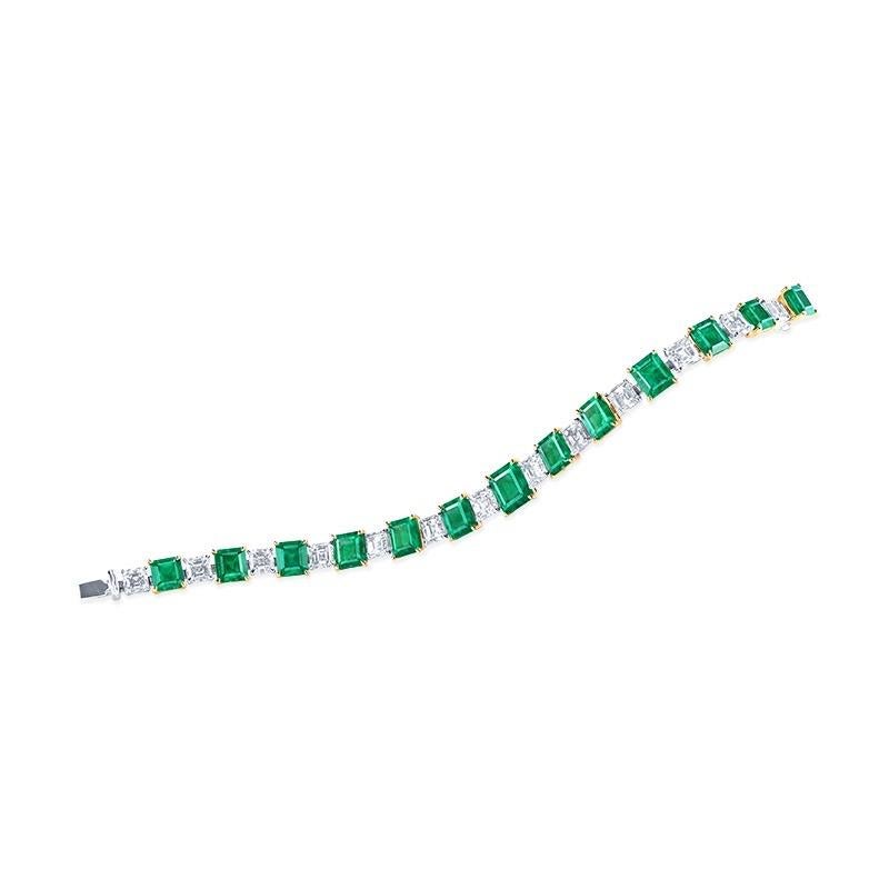 Emilio Jewelry, zertifiziertes Muzo-Armband mit natürlichem Smaragd von 15,00 Karat (Smaragdschliff) im Angebot