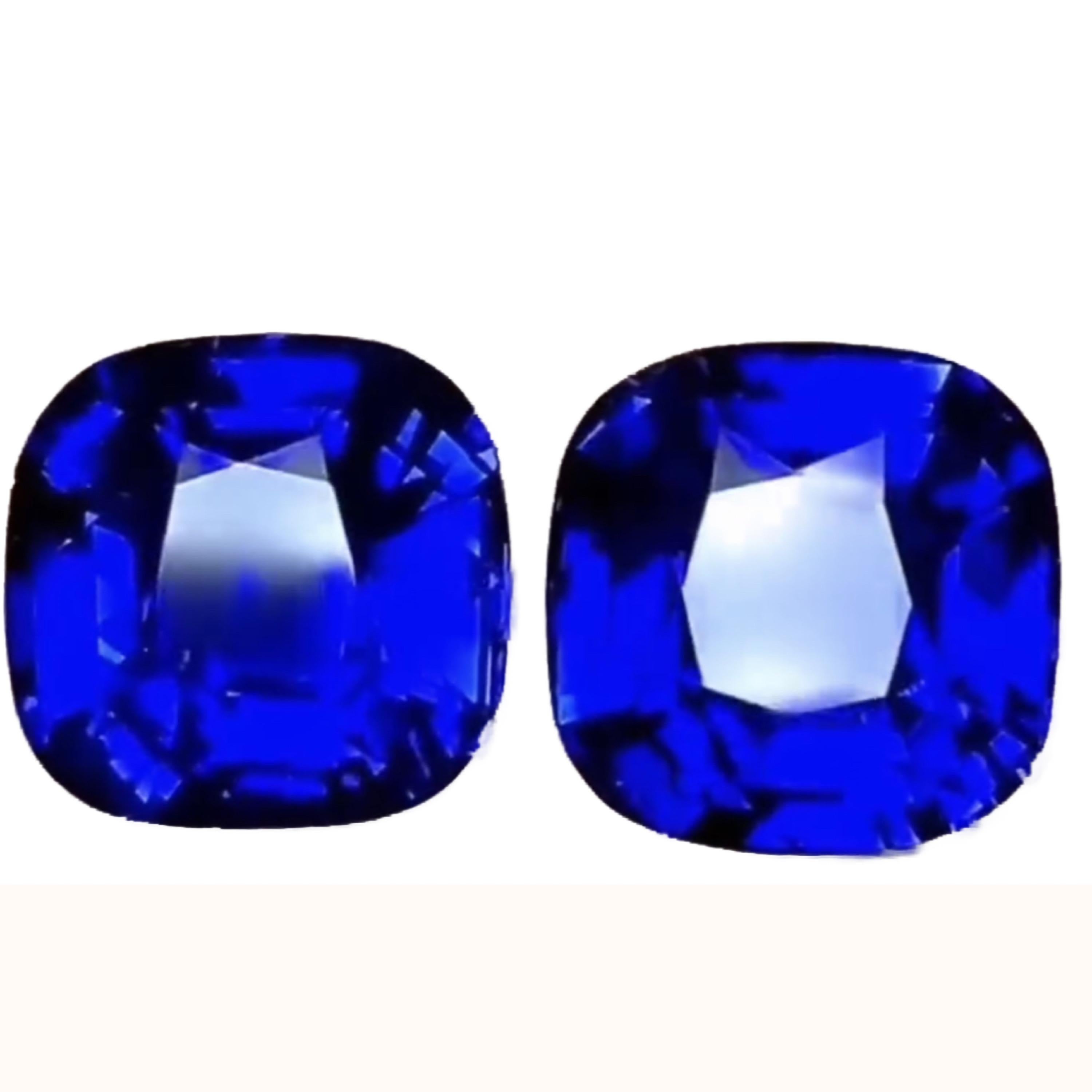 Cushion Cut Emilio Jewelry Certified 15.00 Carat Royal Blue Sapphire Earring For Sale