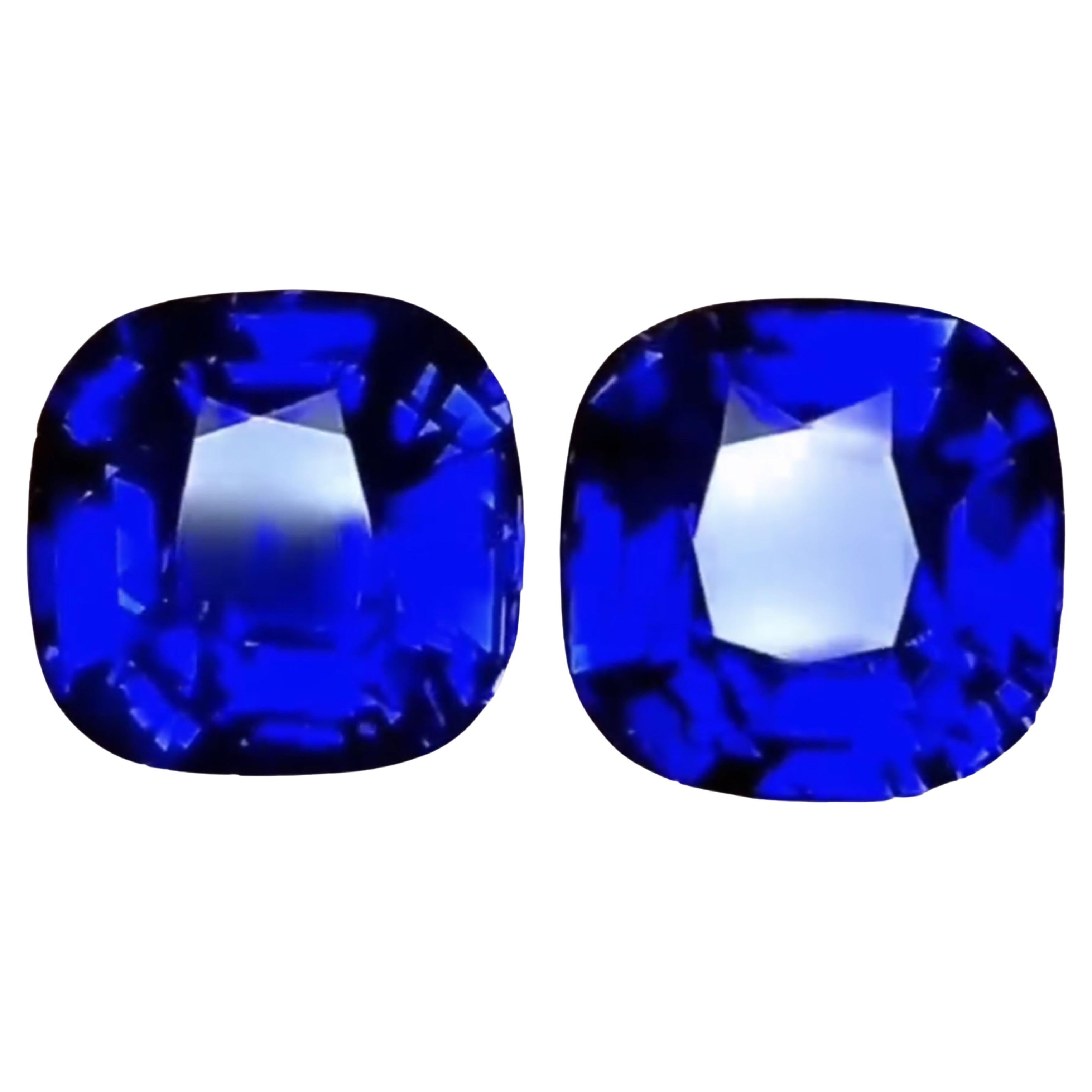 Emilio Jewelry Certified 15.00 Carat Royal Blue Sapphire Earring For Sale