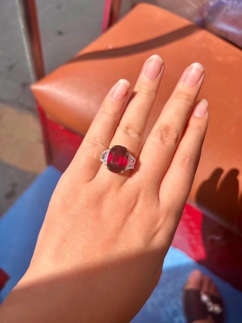 From Emilio Jewelry, a well known and respected wholesaler/dealer located on New York’s iconic Fifth Avenue, 
Featuring an exceptional ruby weighing over 15 carats! 
Origin: Mozambique 
Color: Certified by GRS and AIGS as Pigeons blood 
Please