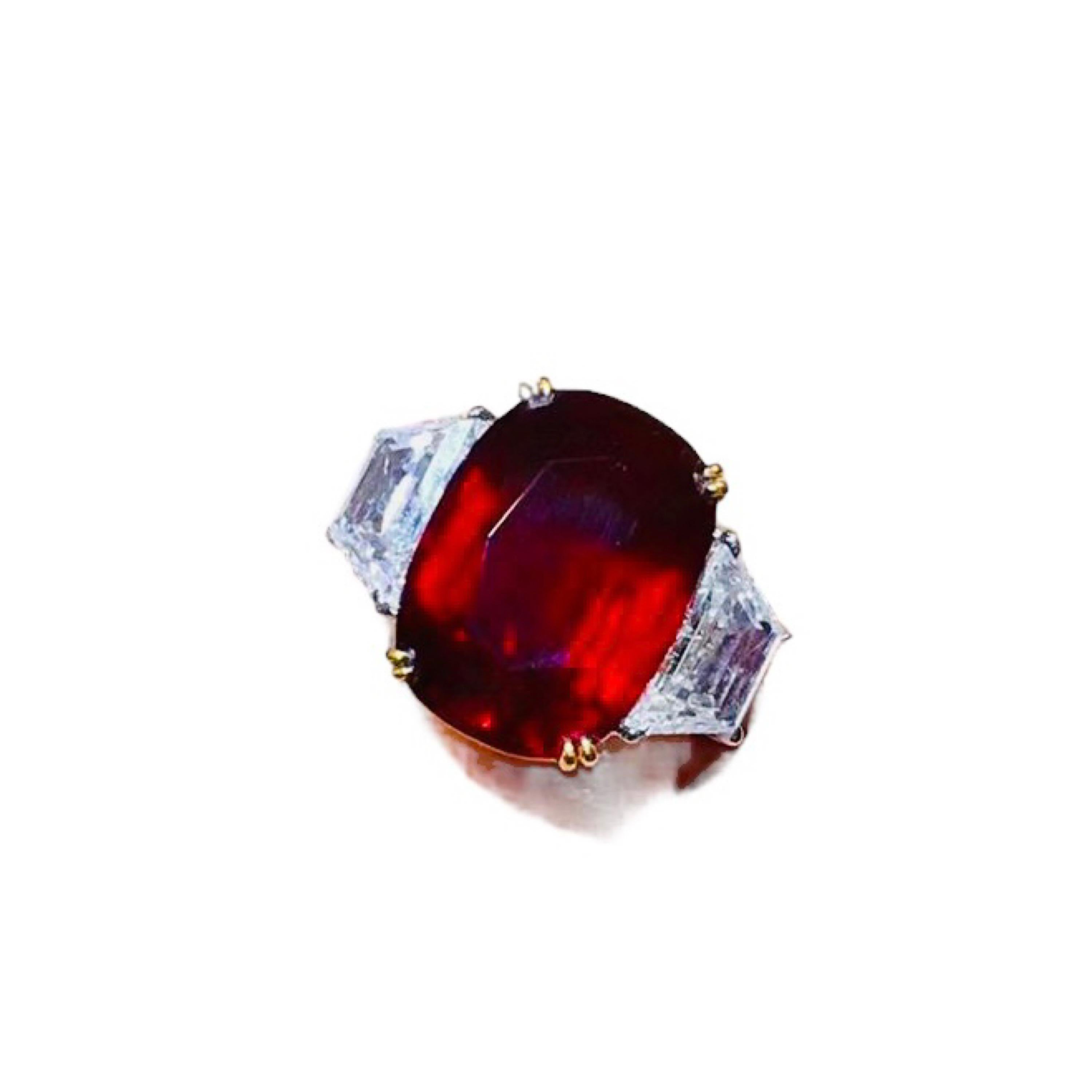 Emilio Jewelry Certified 15.00 Carat Untreated No Heat Ruby Ring  In New Condition For Sale In New York, NY