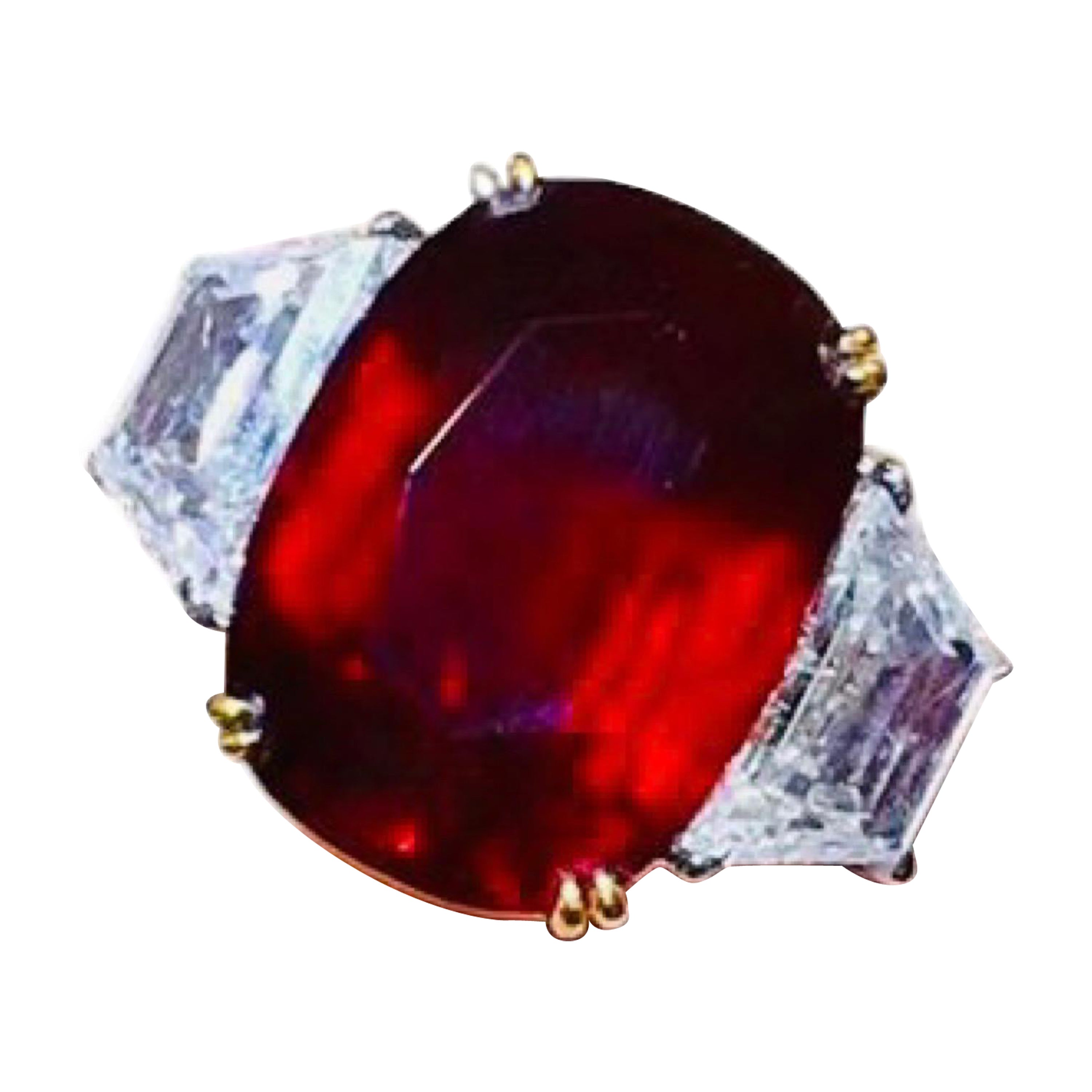 Emilio Jewelry Anello di rubino certificato da 15,00 carati, non trattato e senza calore
