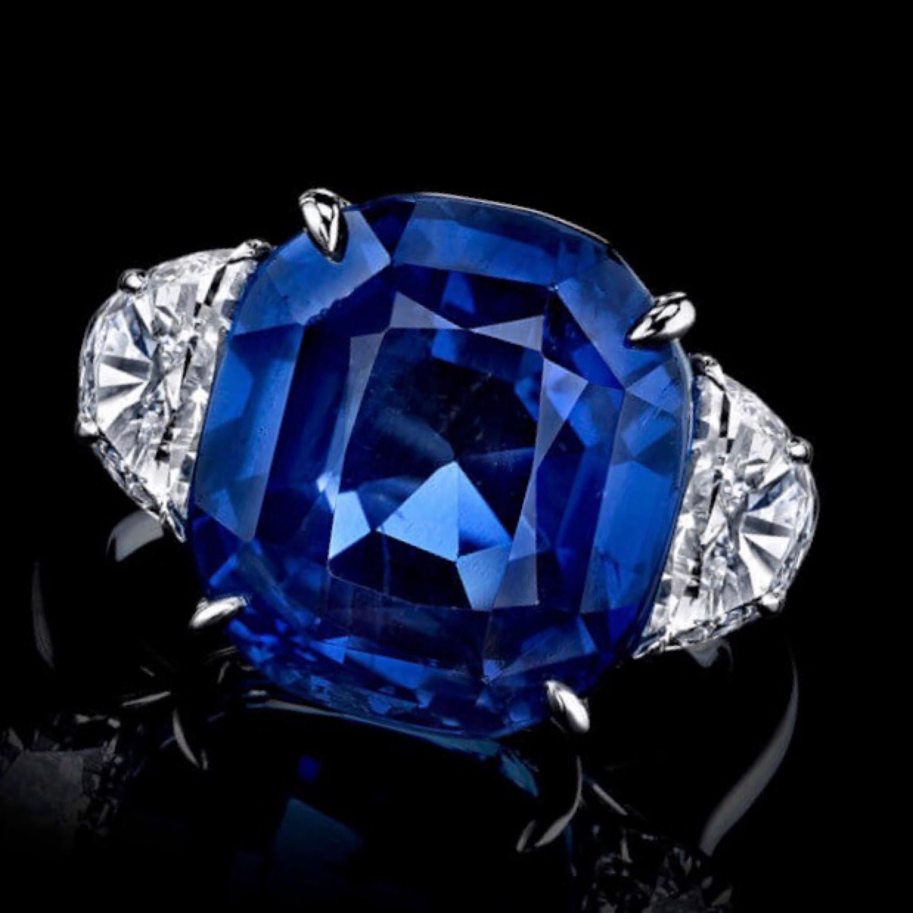 From the Emilio Jewelry Vault, Showcasing a stunning marvelous 16.00 carat Certified natural sapphire. Video available upon request.
Please inquire for more images, the certificate, diamond weights, or appraisals. Custom re-design available.
This