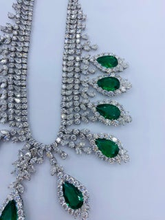 Emilio Jewelry Certified 168 Carat Royal Emerald Necklace And Earring Suite