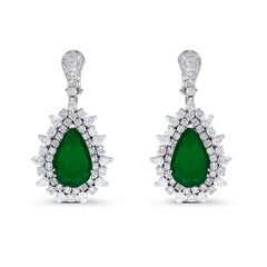 Emilio Jewelry Certified 17.00 Carat Colombian Muzo Vivid Green Emerald Earrings