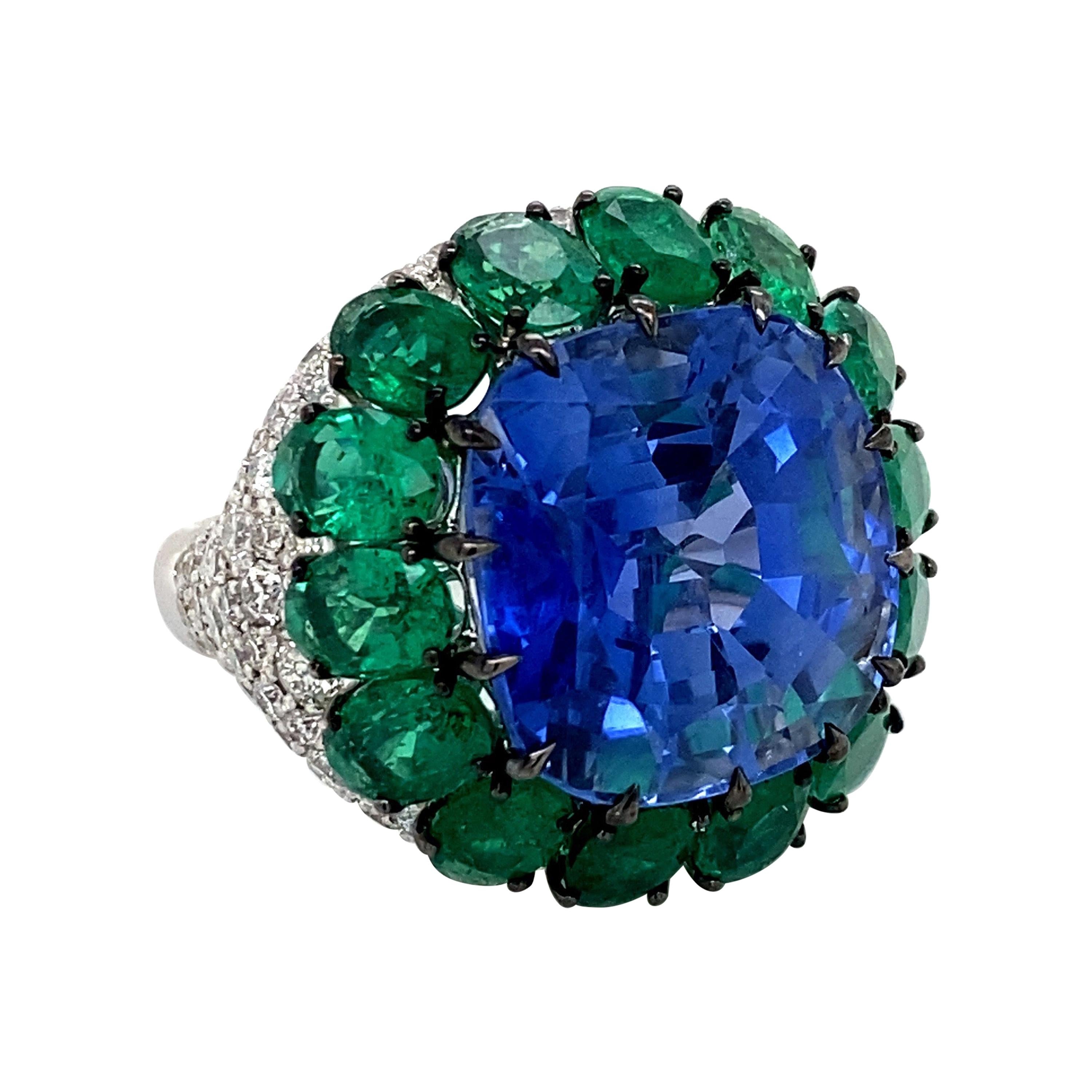 Emilio Jewelry Certified 17.00 Carat Untreated Burmese Sapphire Ring