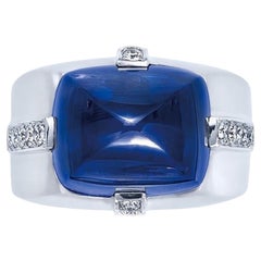 Antique Emilio Jewelry Certified 20.00 Carat No Heat Sugar Loaf Sapphire Men’s Ring