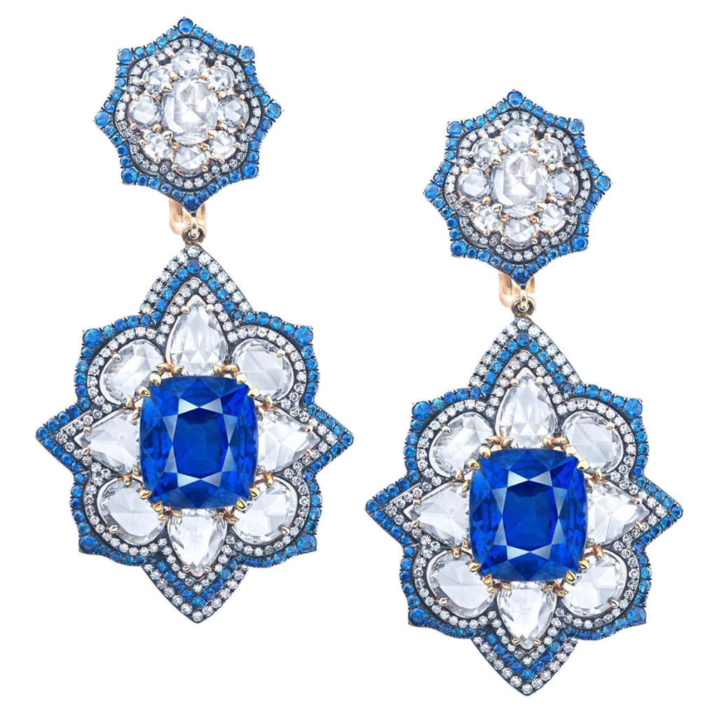 Emilio Jewelry, boucles d'oreilles en saphir certifié 21,00 carats, non traité et non chauffé