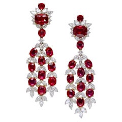 Emilio Jewelry Certified 23.00 Carat Burma No Heat Pigeons Blood Ruby Earrings