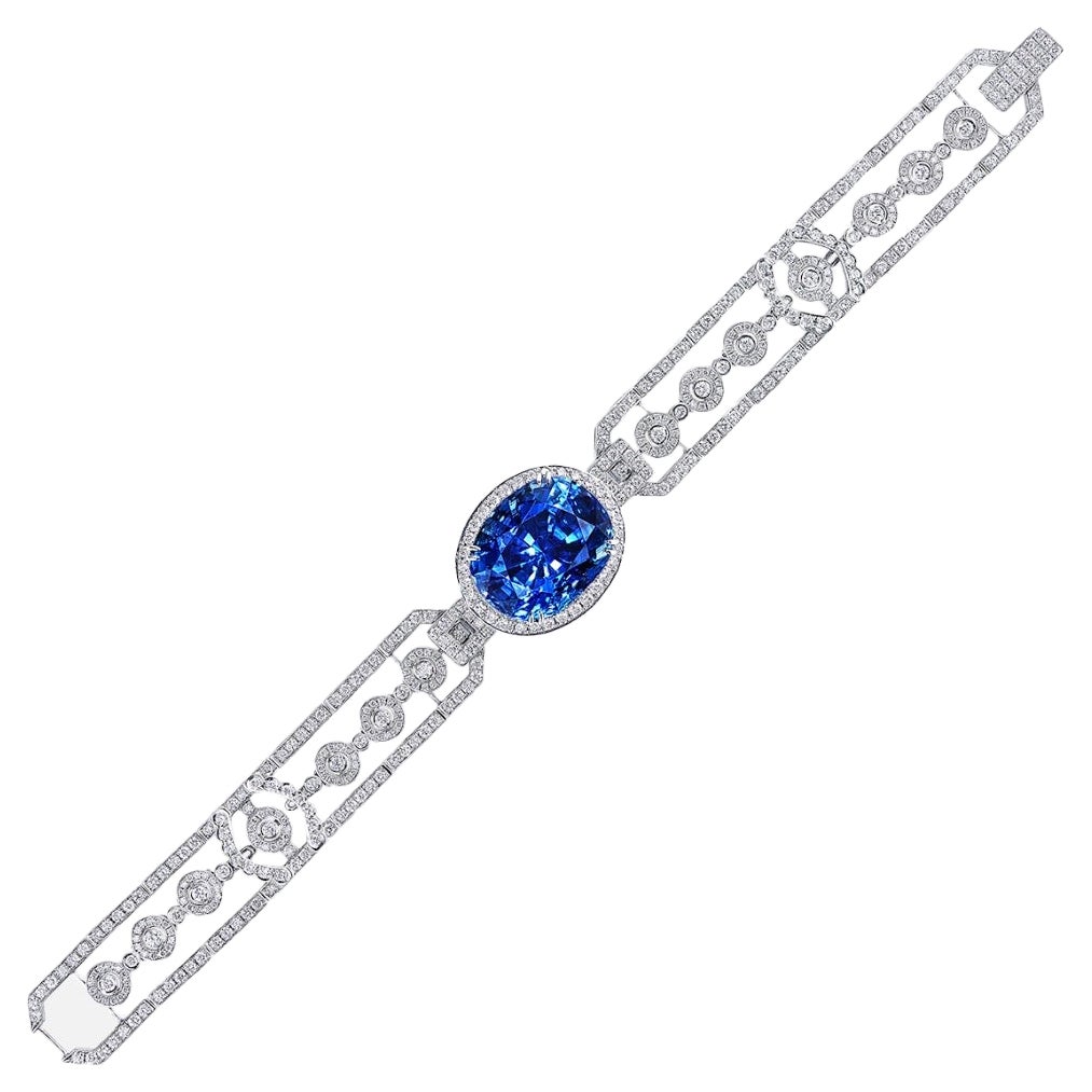 Pulsera de zafiro sin tratar certificada por Emilio Jewelry de 23,00 quilates en venta