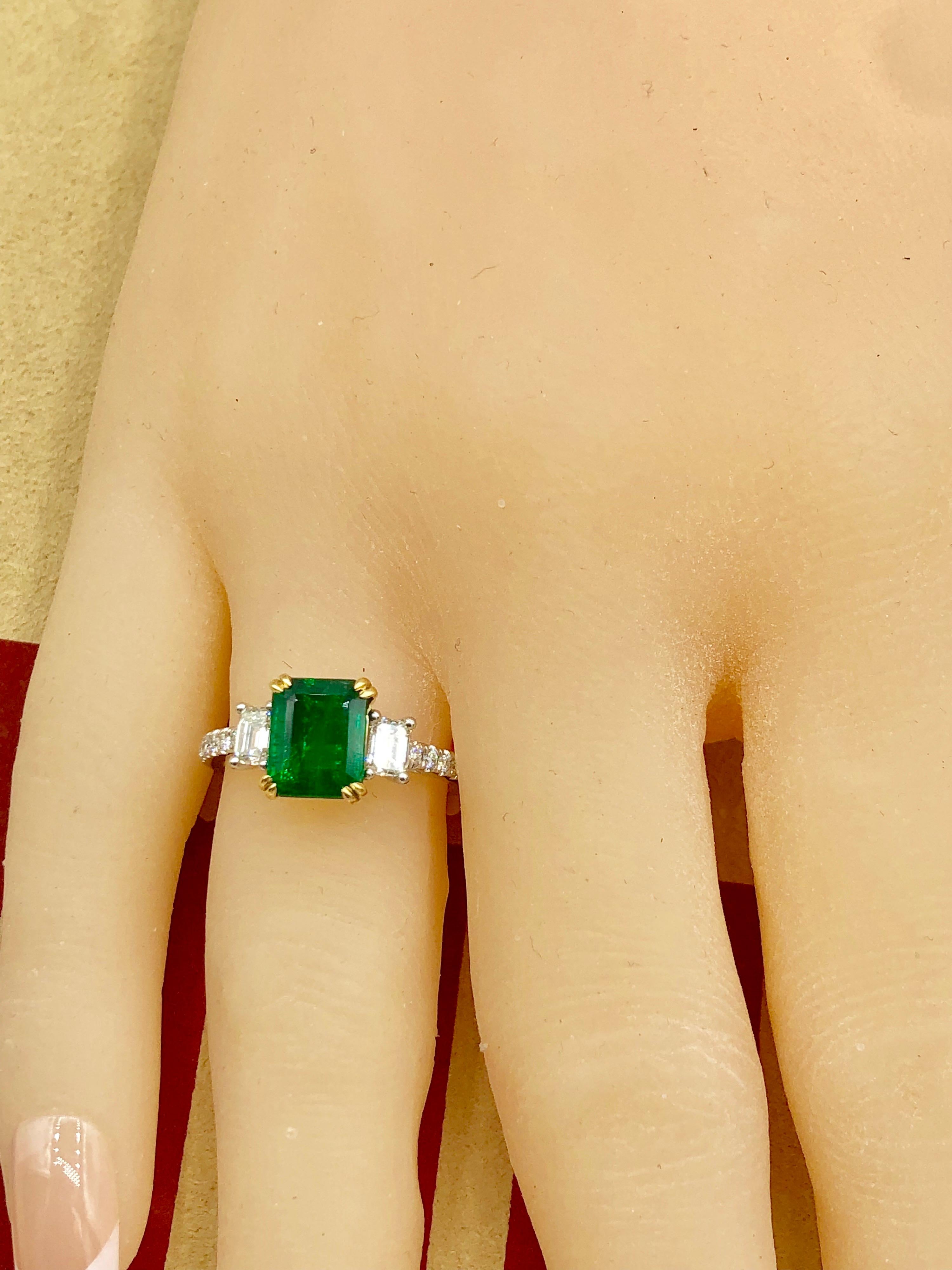 Emilio Jewelry Certified 2,42 Karat Echte Smaragd Diamant Platin Ring im Angebot 9