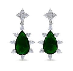 Emilio Jewelry Certified 33 Carat Colombian Emerald Diamond Earrings