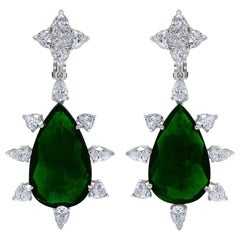 Emilio Jewelry Certified 33 Carat Colombian Emerald Diamond Earrings