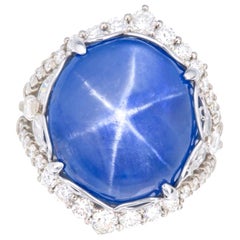Emilio Jewelry, zertifizierter 34 Karat unbehandelter Sternsaphir-Ring