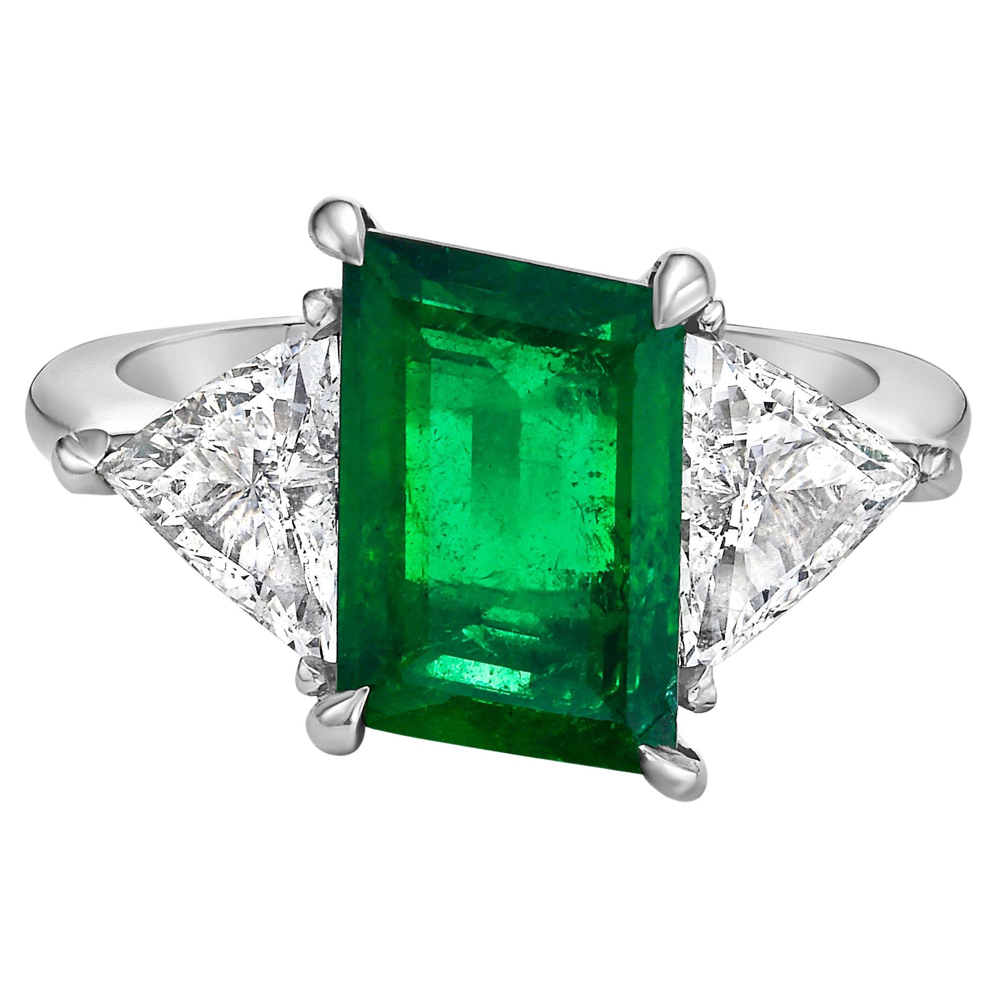 Emilio Jewelry AGL Certified 3.52 Carat Hexagon Emerald Ring