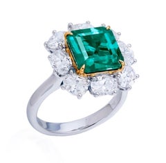 Emilio Jewelry Certified 3.65 Carat Untreated No Oil Muzo Colombian Emerald Ring
